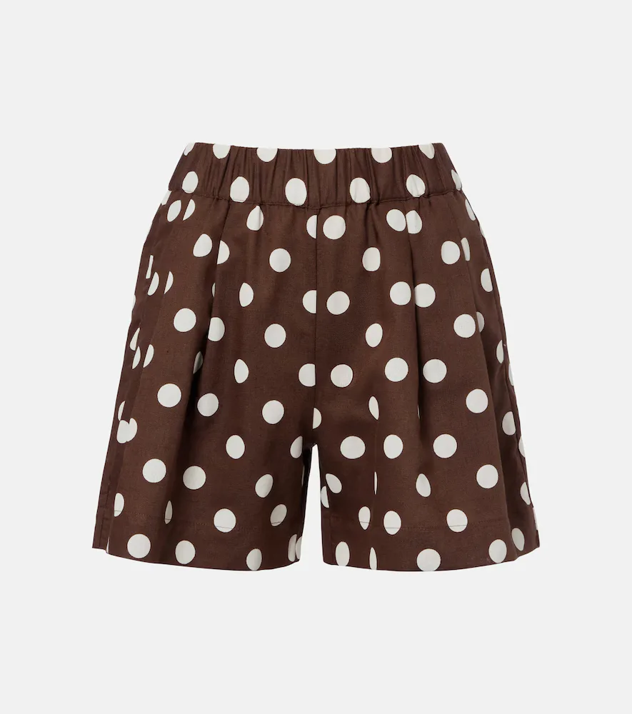 Zurich Polka-Dot Linen and Cotton Shorts