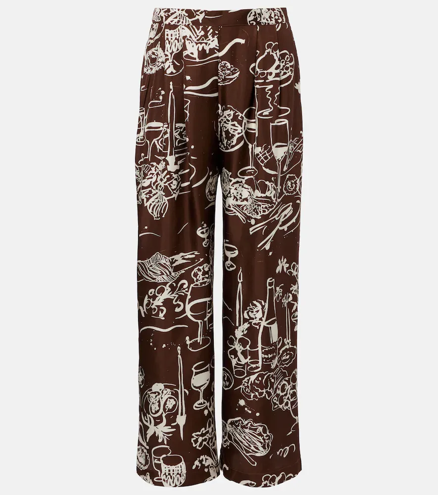 Isola Printed Silk Twill Wide-Leg Pants by Asceno