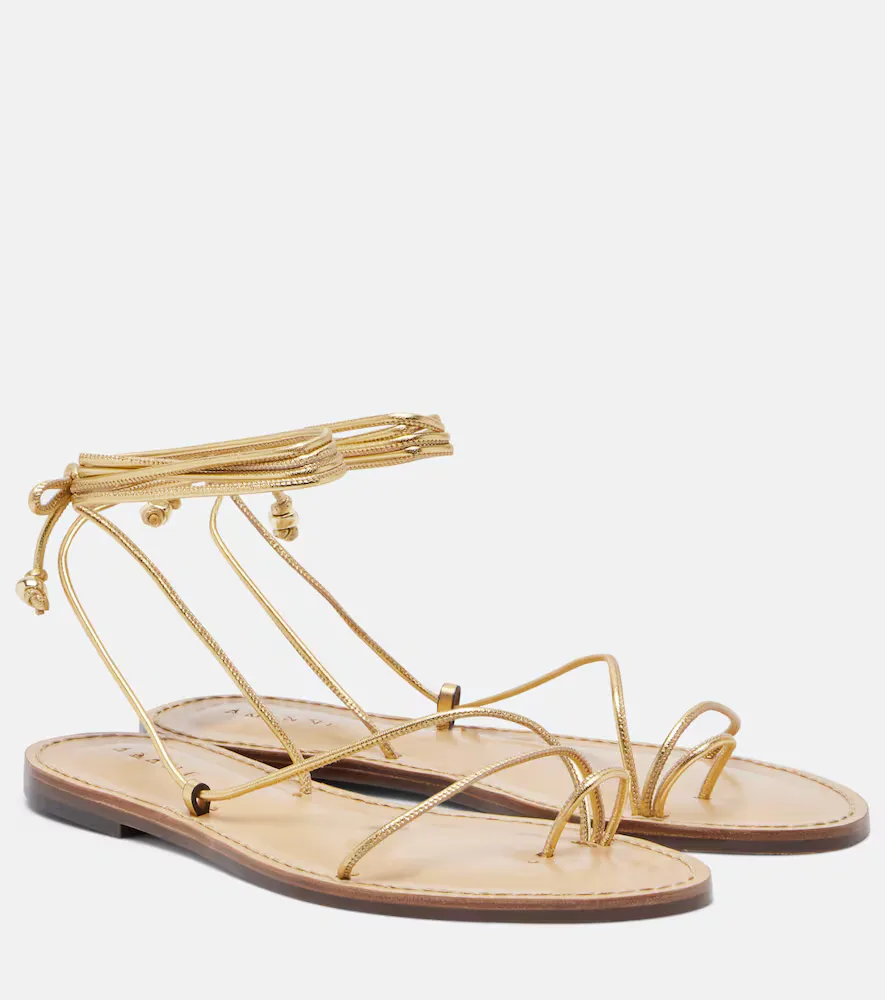 Karima Metallic Leather Sandals by Amanu