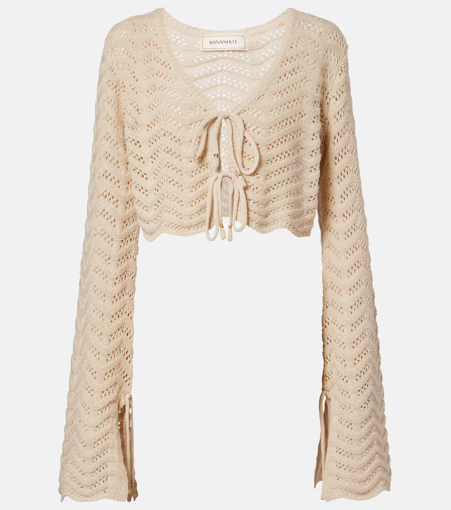 Miana Open-Knit Cotton-Blend Crop Top