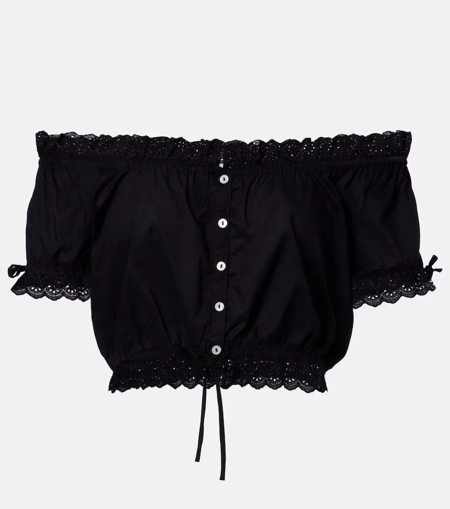 Nala Broderie Anglaise Cotton Poplin Crop Top by Poupette St Barth