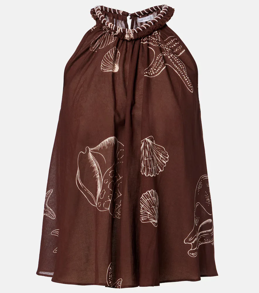Cleo Printed Halterneck Cotton Top by Poupette St Barth