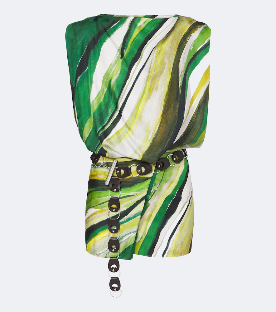 Belted Printed Silk Minidress by Christopher Esber