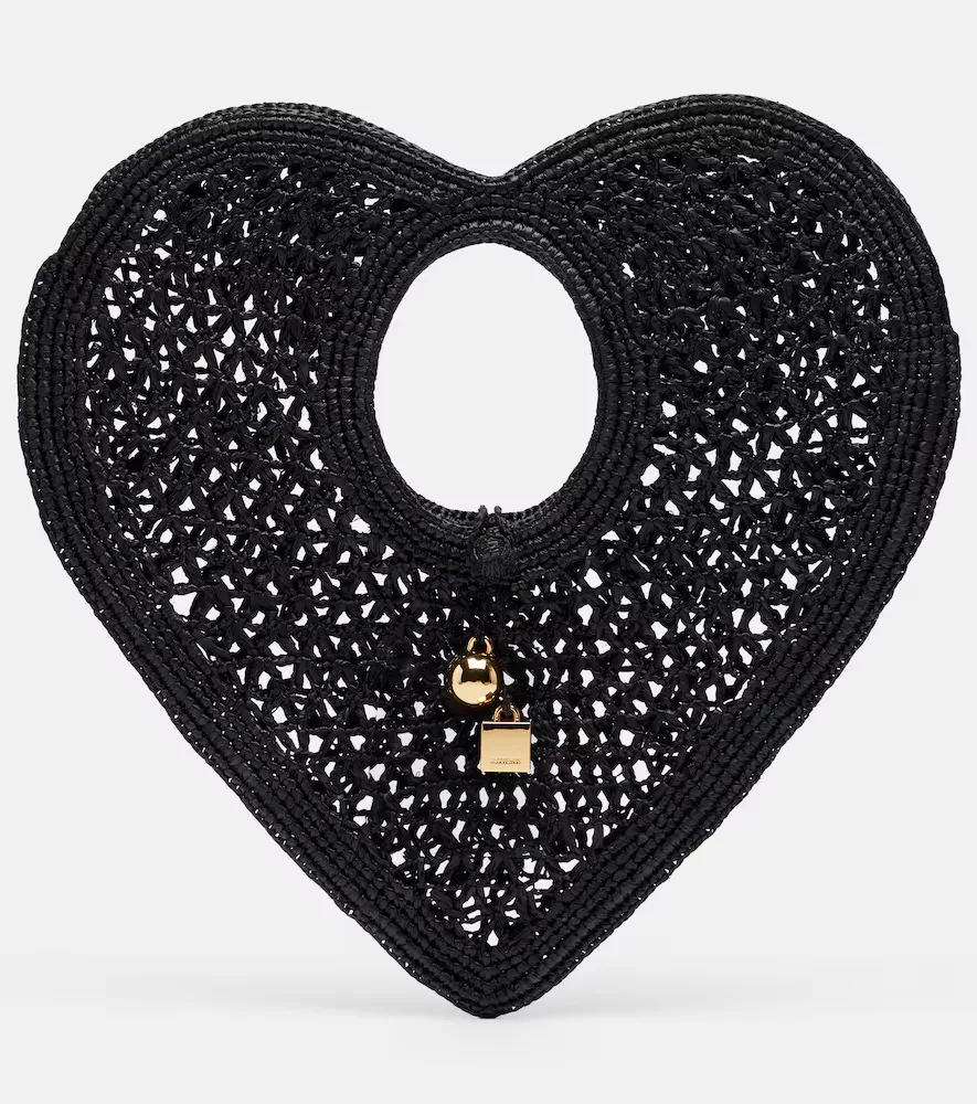 Spiaggia Coeur Small Raffia Top-Handle Bag by Jacquemus