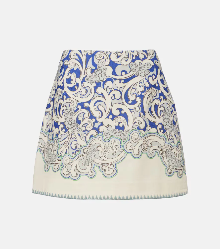 Printed Linen and Cotton Miniskirt by Alemais