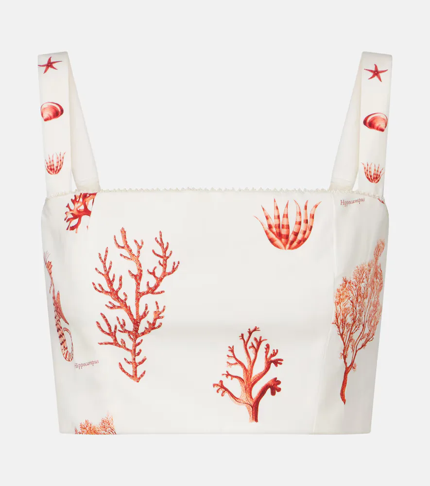Cacao Printed Cotton Crop Top by Agua by Agua Bendita