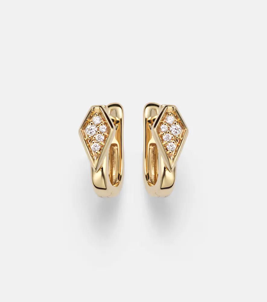 Knife Edge Kite 14kt Gold Huggie Earrings with Diamonds