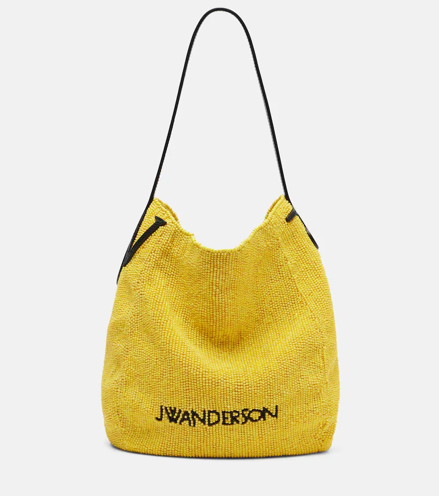 Bulb Small Beaded Leather-Trimmed Shoulder Bag by JW Anderson