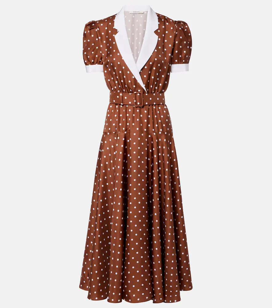Belted Polka-Dot Silk Twill Midi Dress by Rodarte