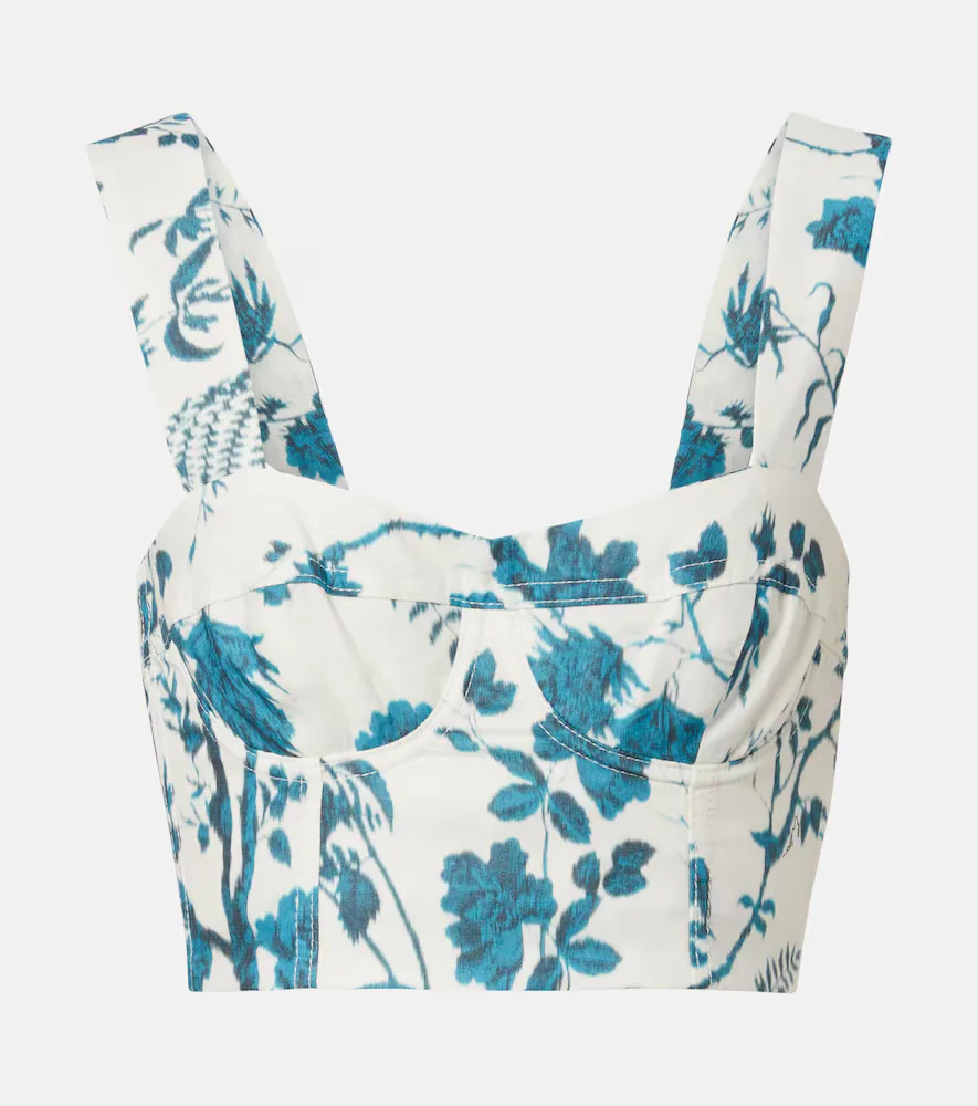 Floral Cotton and Linen Crop Top by Erdem