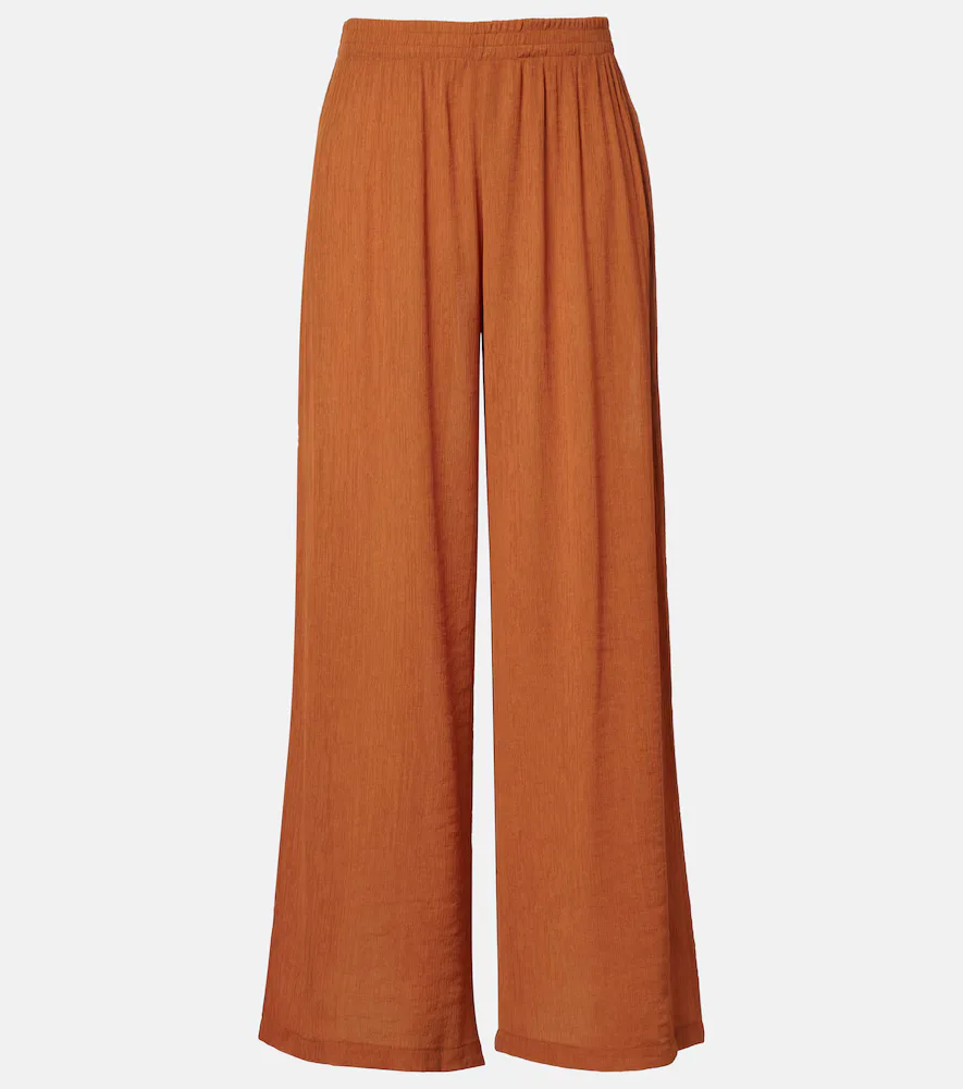 Mika Seersucker Wide-Leg Pants by Jade Swim