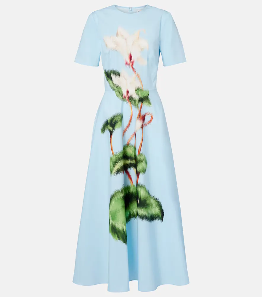 Printed Cotton-Blend Midi Dress