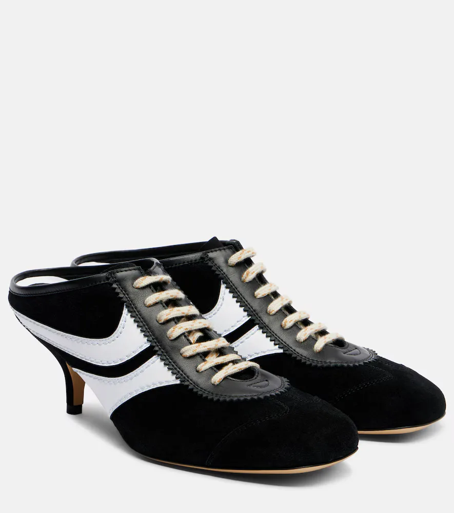 65 Leather-Trimmed Suede Mules by Dries Van Noten