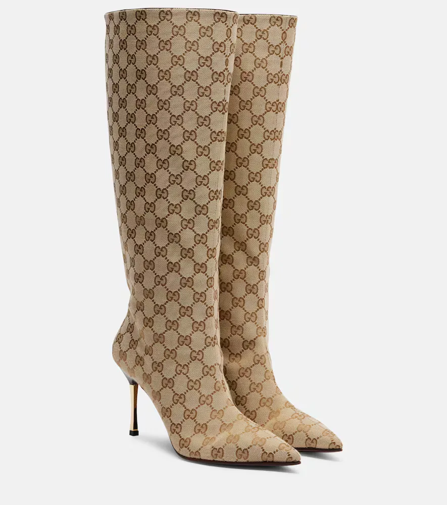 Bombshell GG Canvas Knee-High Boots by Gucci