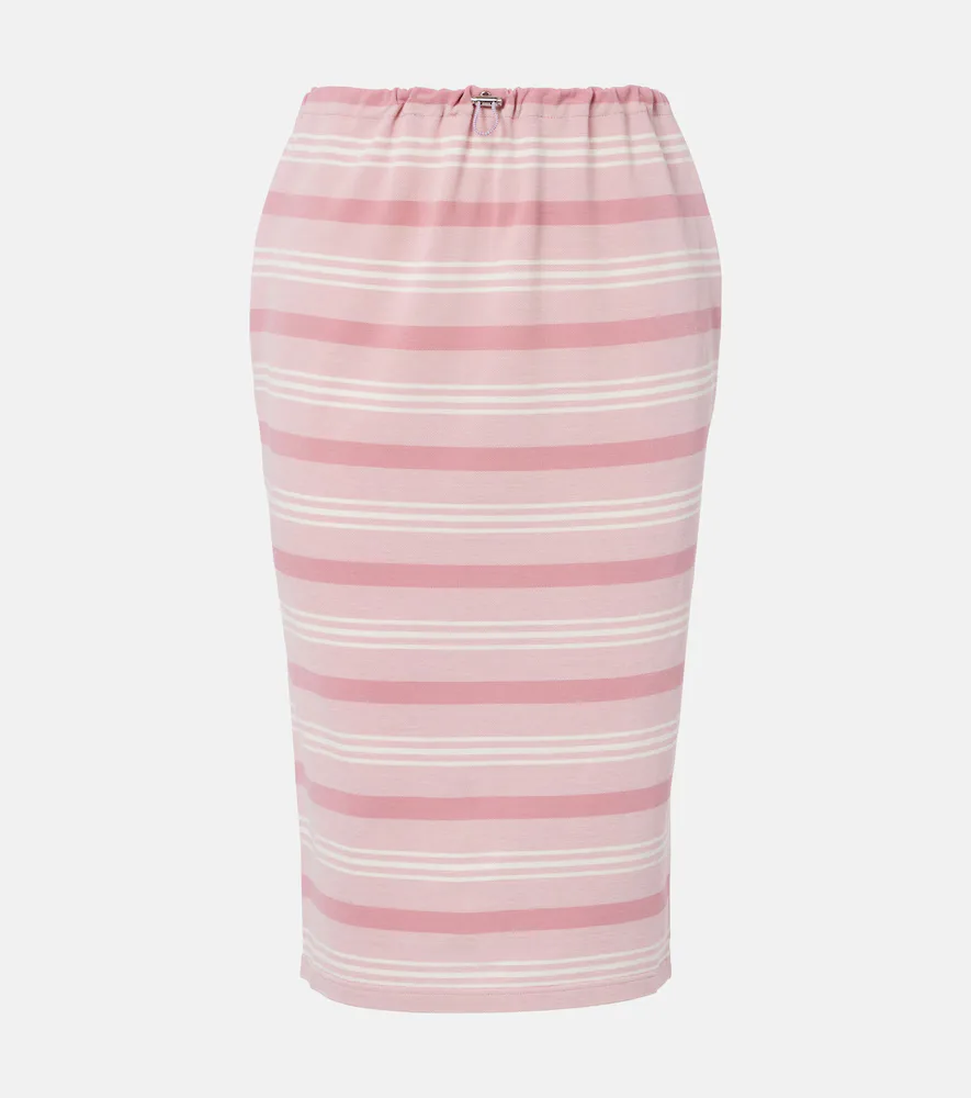 Striped Cotton Piqué Pencil Skirt by Prada