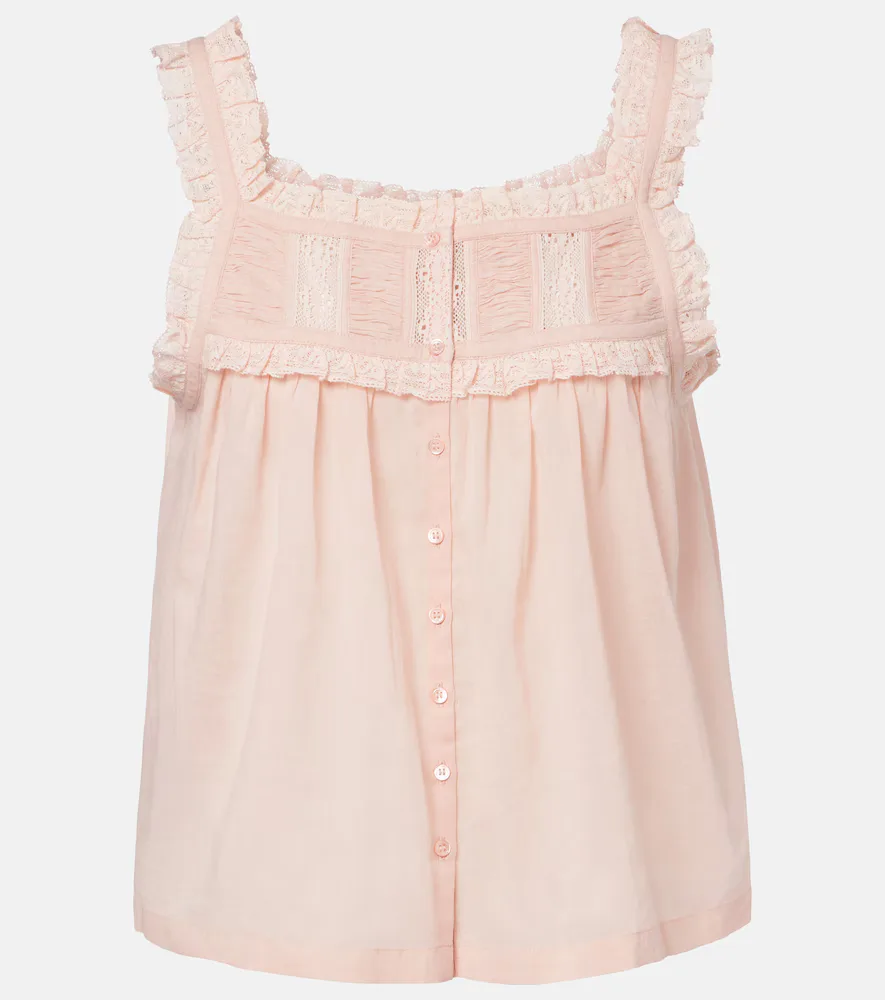 Fidella Lace-Trimmed Cotton Top by Doen