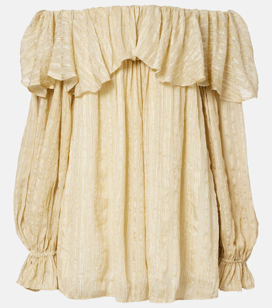 Ruffled Striped Silk-Blend Top by Xu Zhi