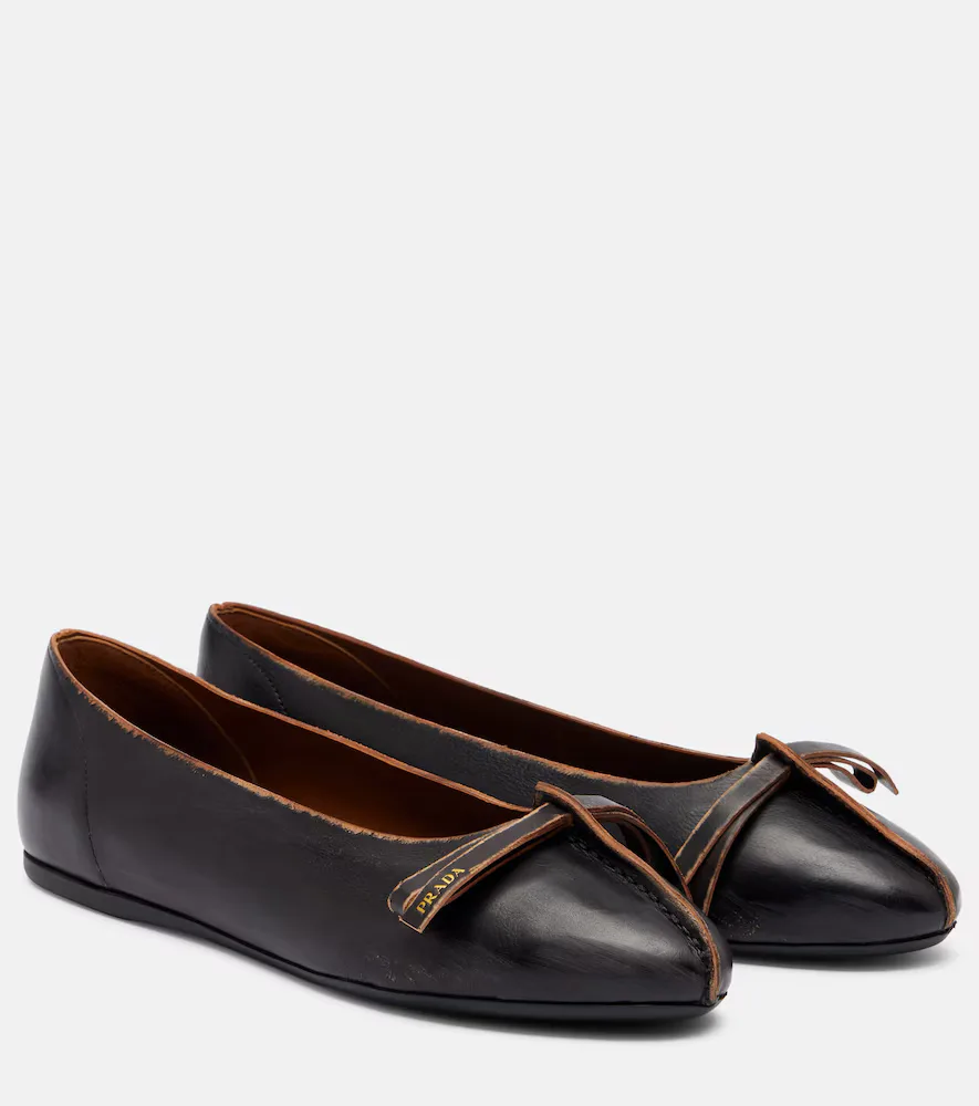 Leather Ballet Flats by Prada