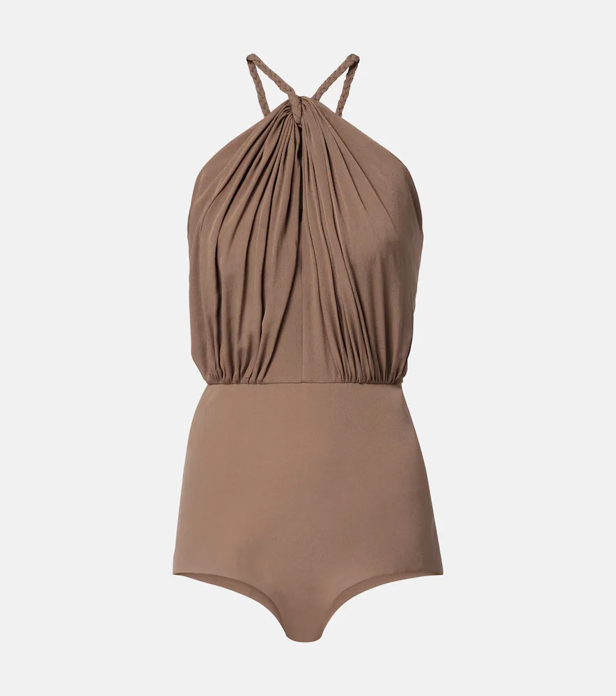 Gathered Silk Georgette Bodysuit by Elie Saab