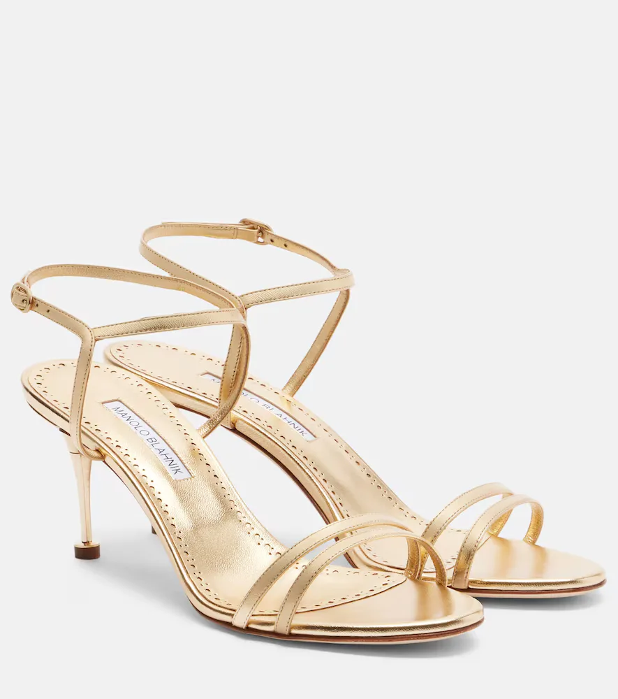Ciagalo Metallic Leather Sandals by Manolo Blahnik