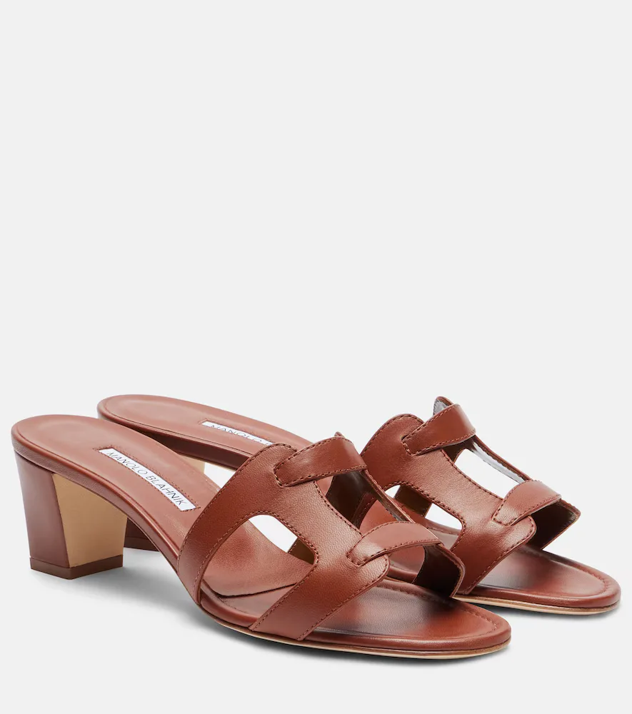 Grellanu 50 Leather Mules by Manolo Blahnik