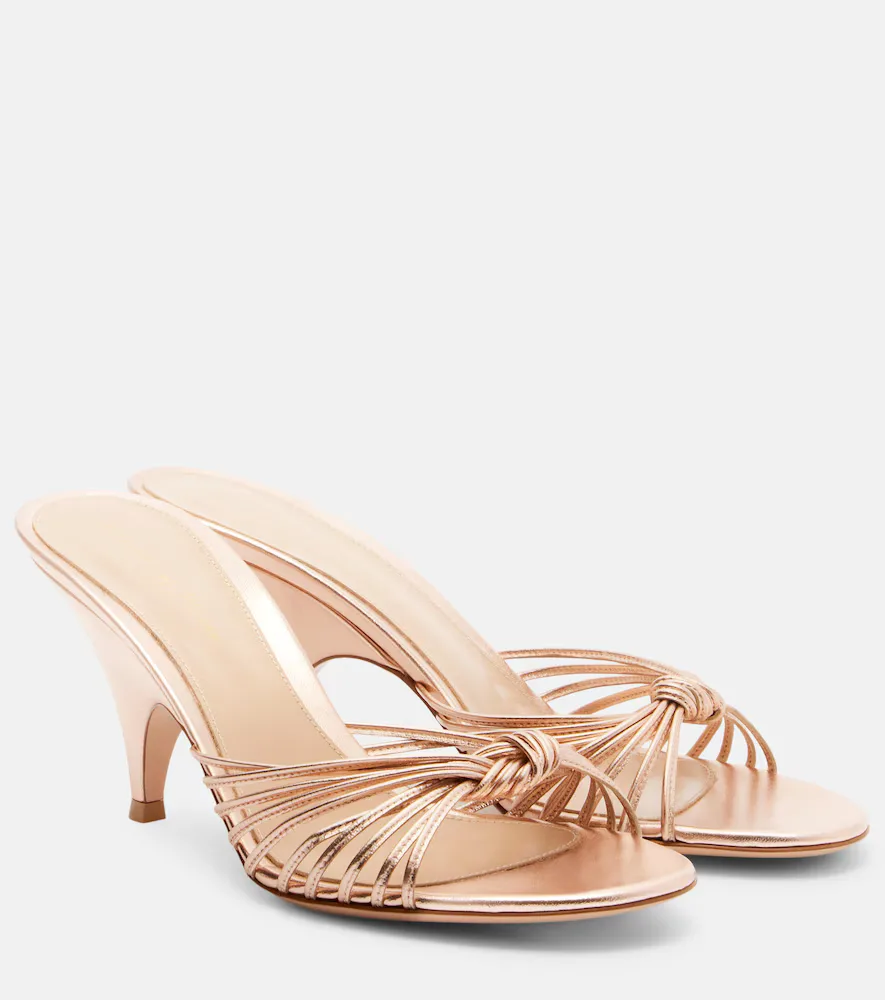 Sofia Metallic Leather Mules by Gianvito Rossi