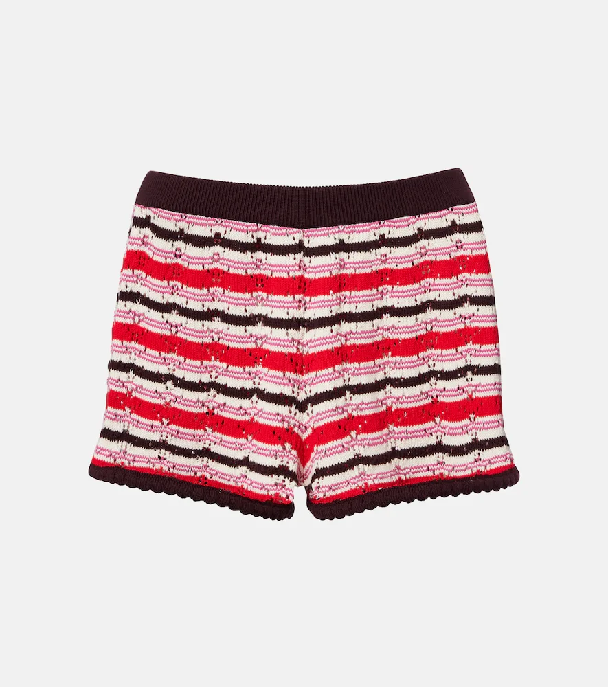 Striped Crochet Cotton Shorts