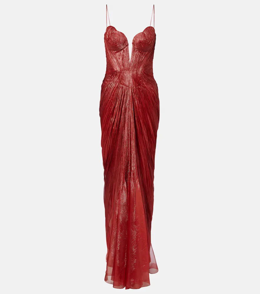 Cecilia Draped Silk Muslin Bustier Gown by Maria Lucia Hohan