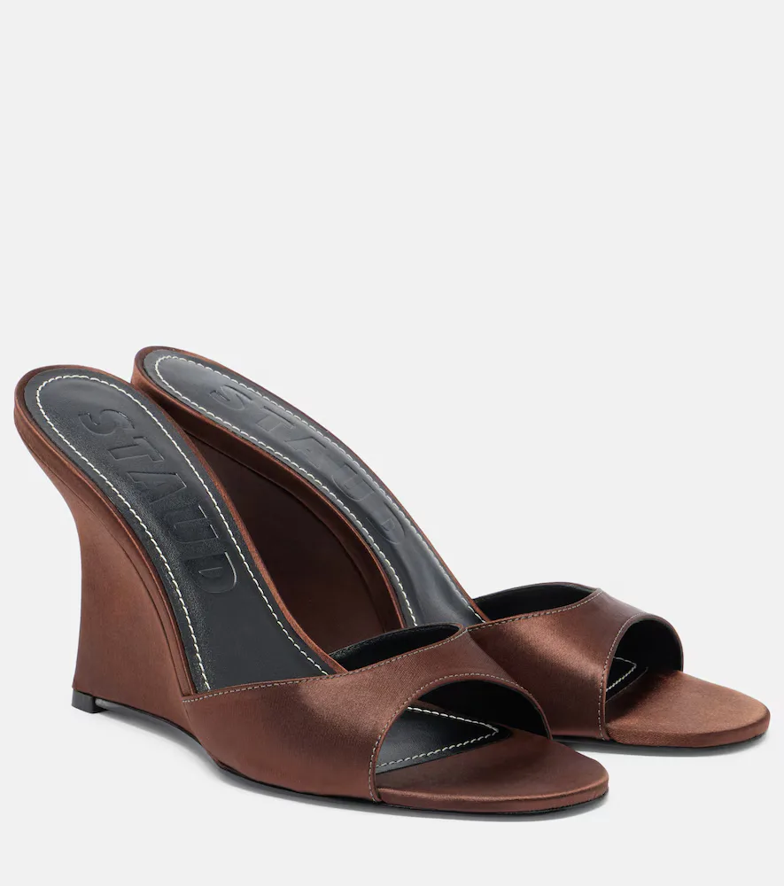 Brigitte Satin Wedge Mules by Staud