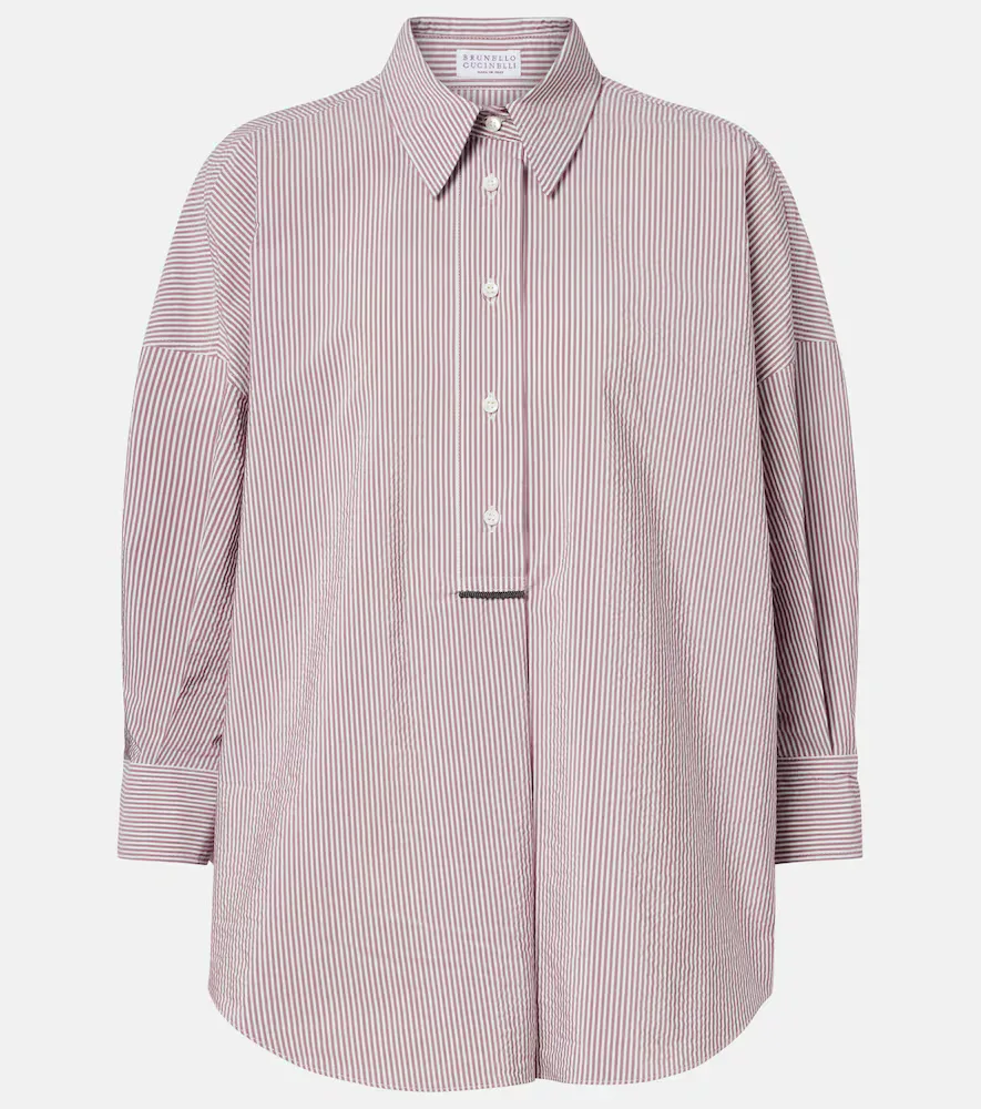 Striped Cotton-Blend Shirt by Brunello Cucinelli