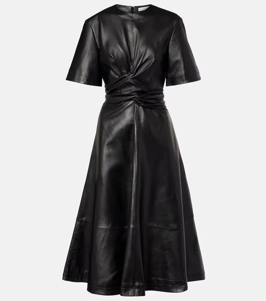 Gathered Leather Midi Dress by Altuzarra