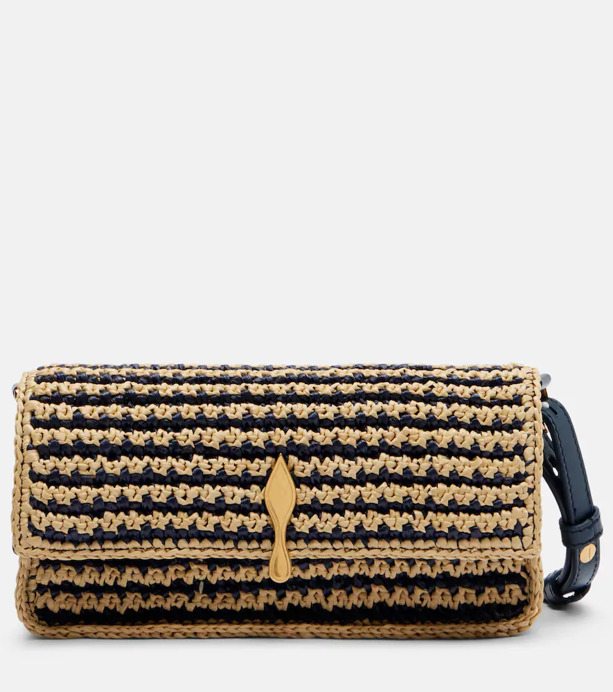 Bettina Mini Leather-Trimmed Crochet Clutch by Christian Louboutin