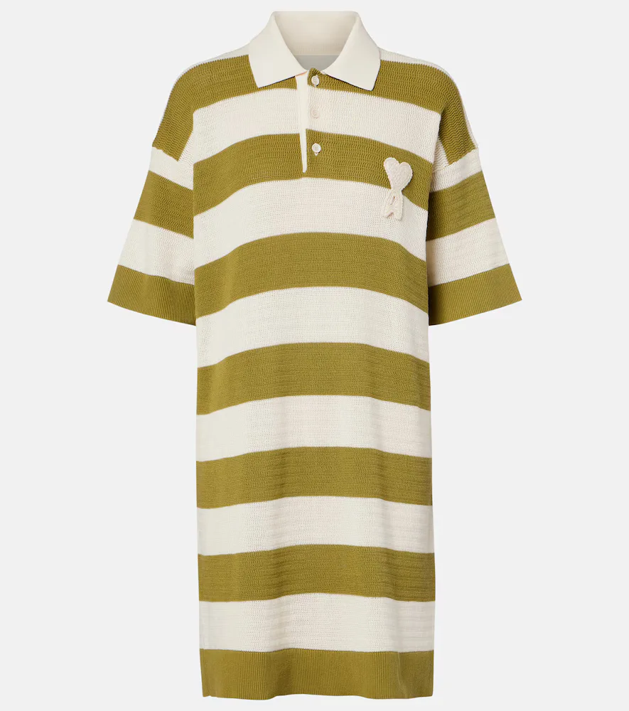 Ami De Cœur Striped Cotton Polo Dress by Ami Paris