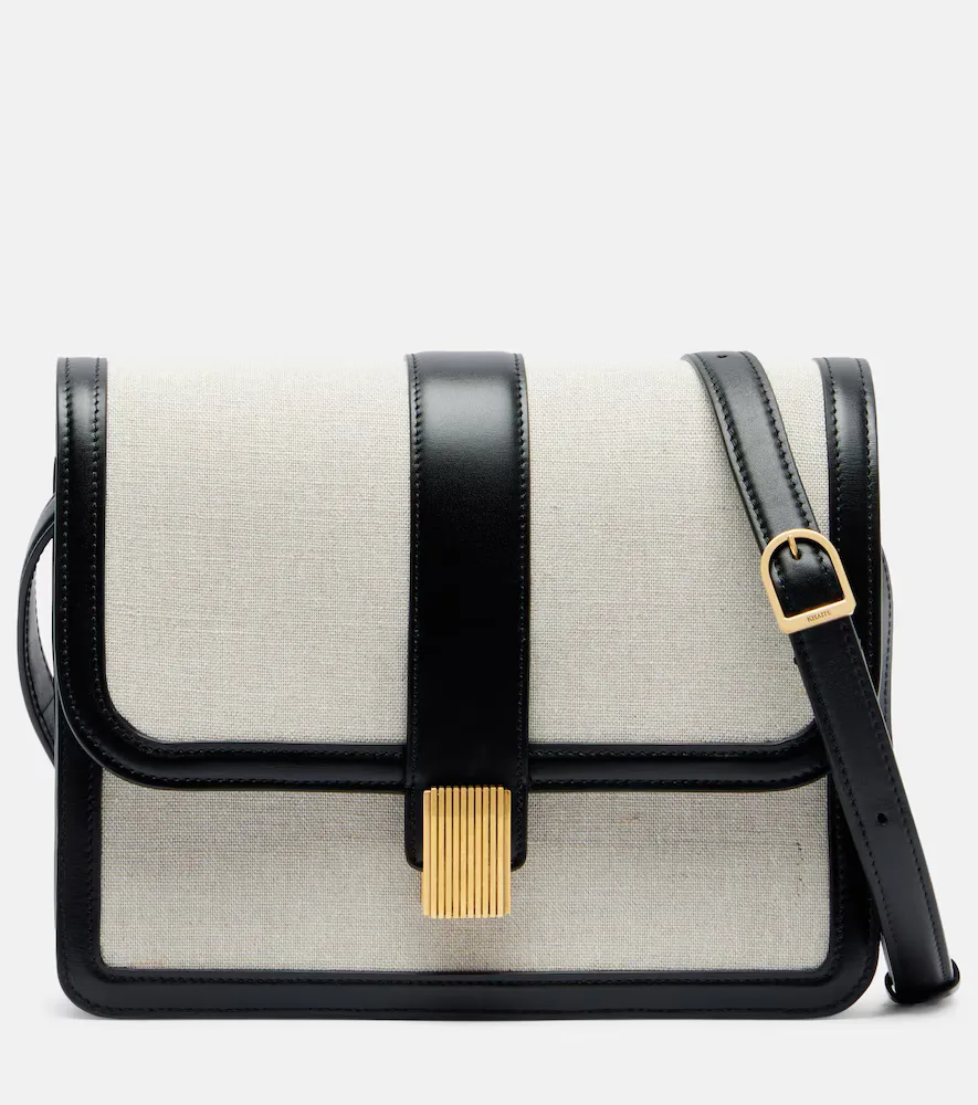 Blake Leather-Trimmed Canvas Crossbody Bag by Khaite