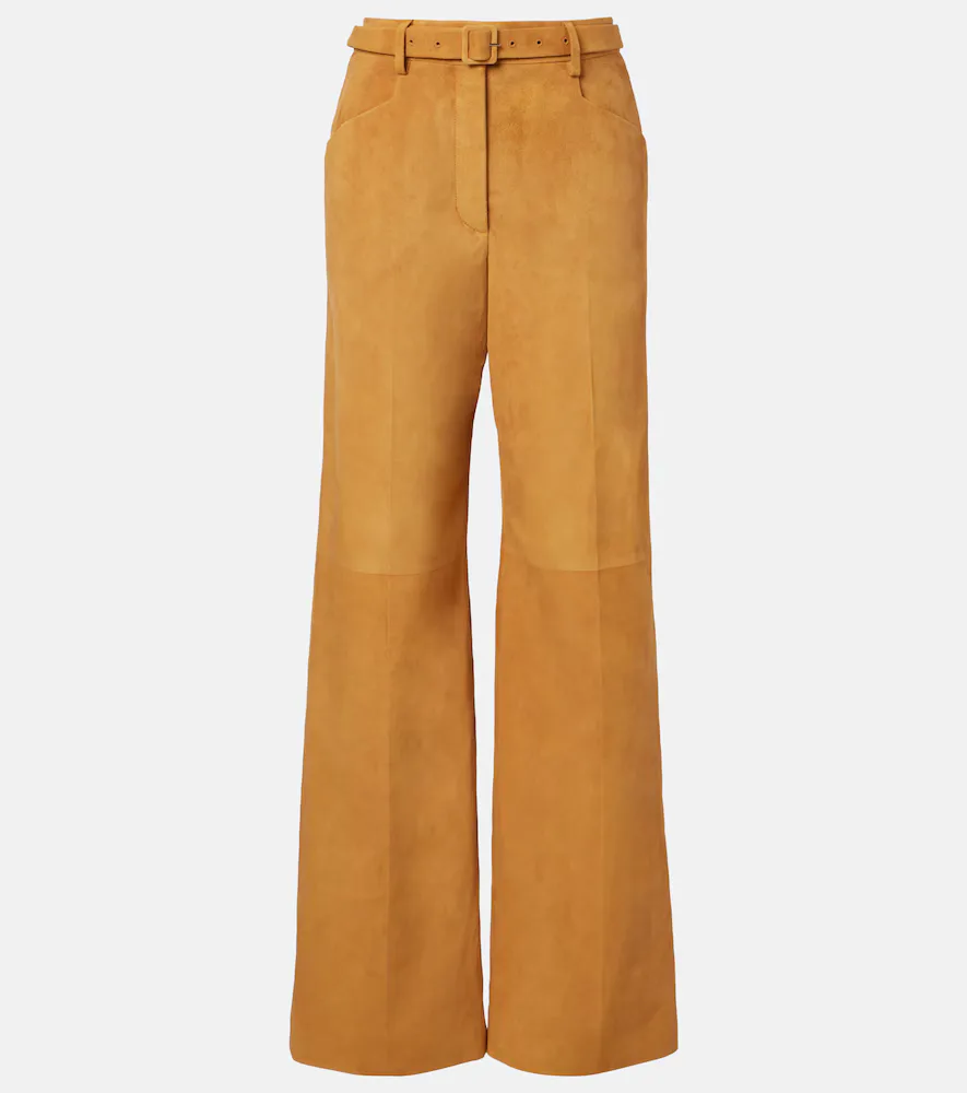 Norman Belted Suede Wide-Leg Pants by Gabriela Hearst