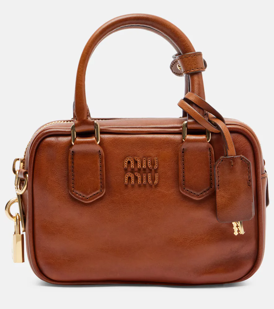 Arcadie Small Leather Tote Bag by Miu Miu