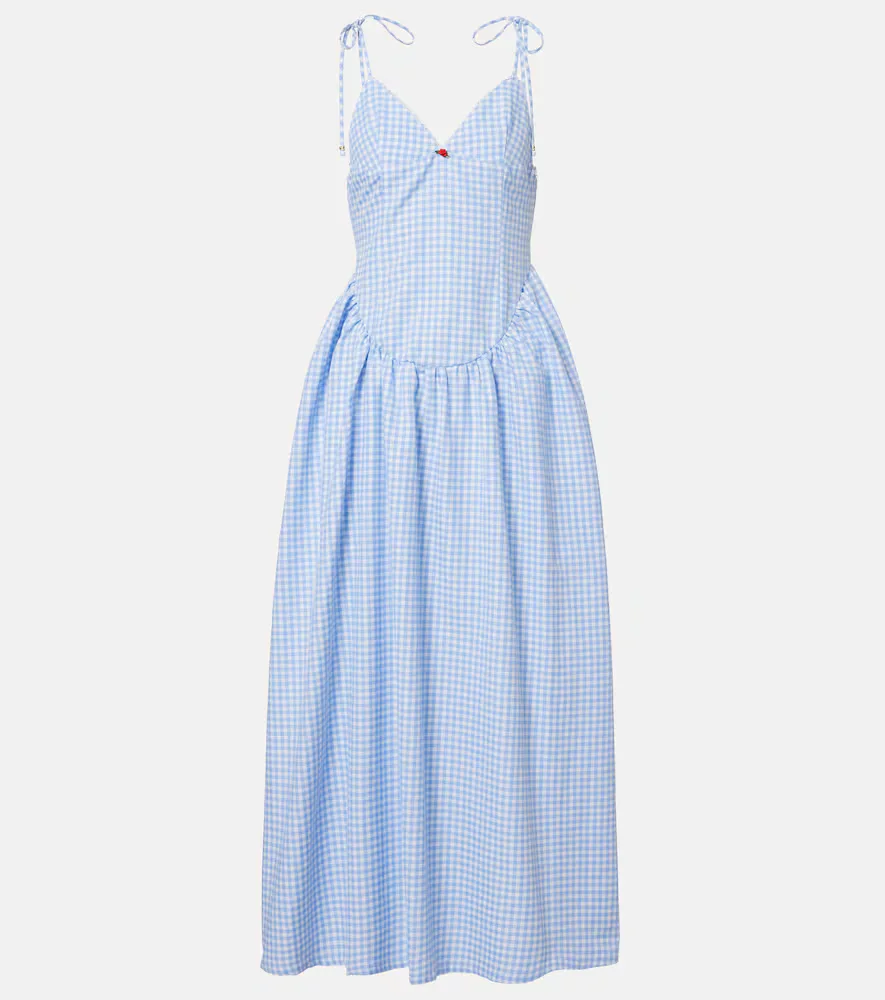 Paloma Gingham Cotton Poplin Maxi Dress by Bananhot