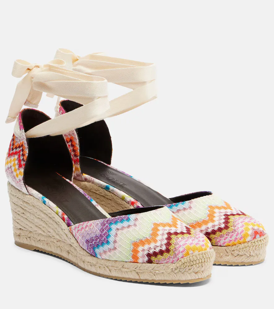 Eva 60 Zigzag Lamé Espadrille Wedges by Missoni
