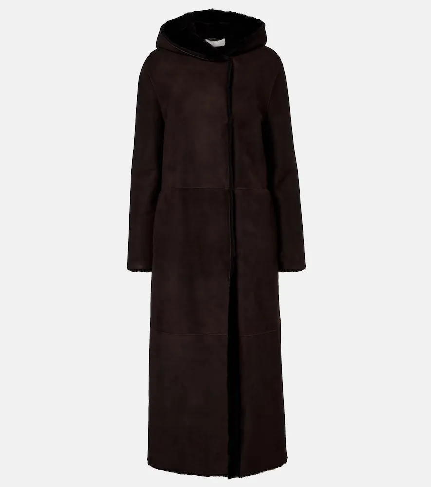 Anaya Hooded Shearling-Trimmed Suede Coat by The Row