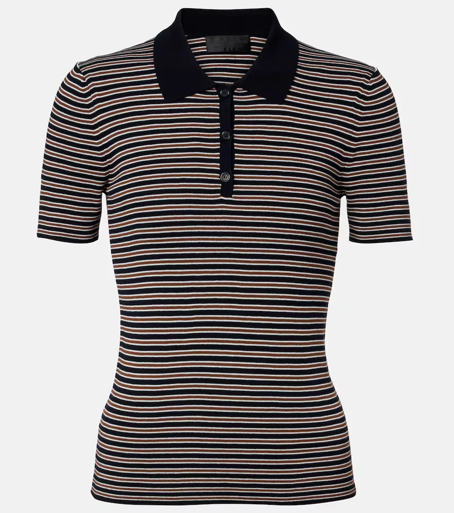 Gemmatta Striped Cotton Polo Shirt by Nili Lotan