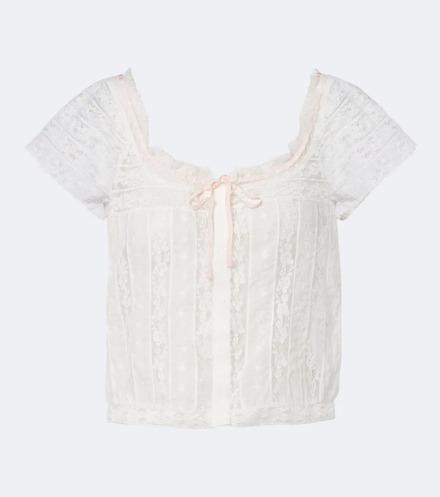 Greta Embroidered Lace Cotton Top by Doen
