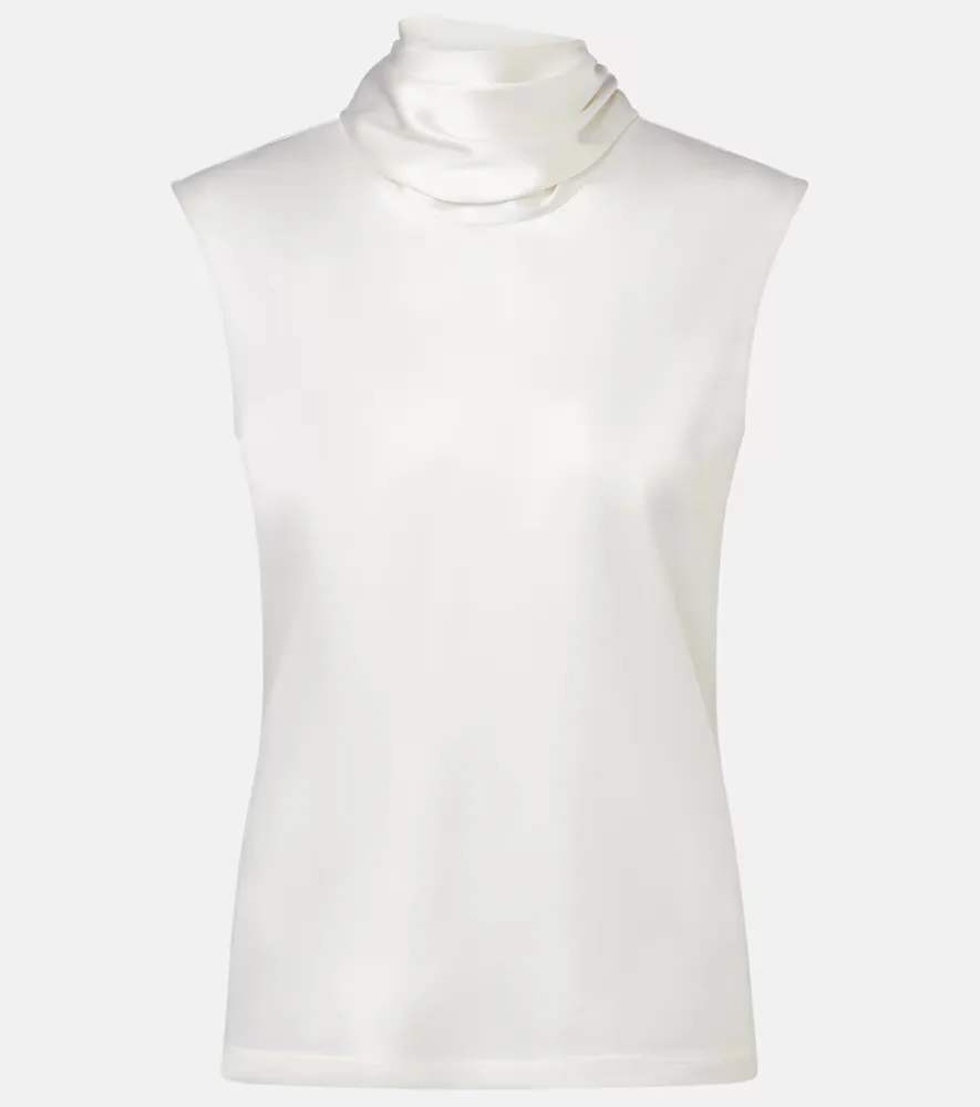 Scarf-Detail Silk-Blend Satin Top by Bottega Veneta