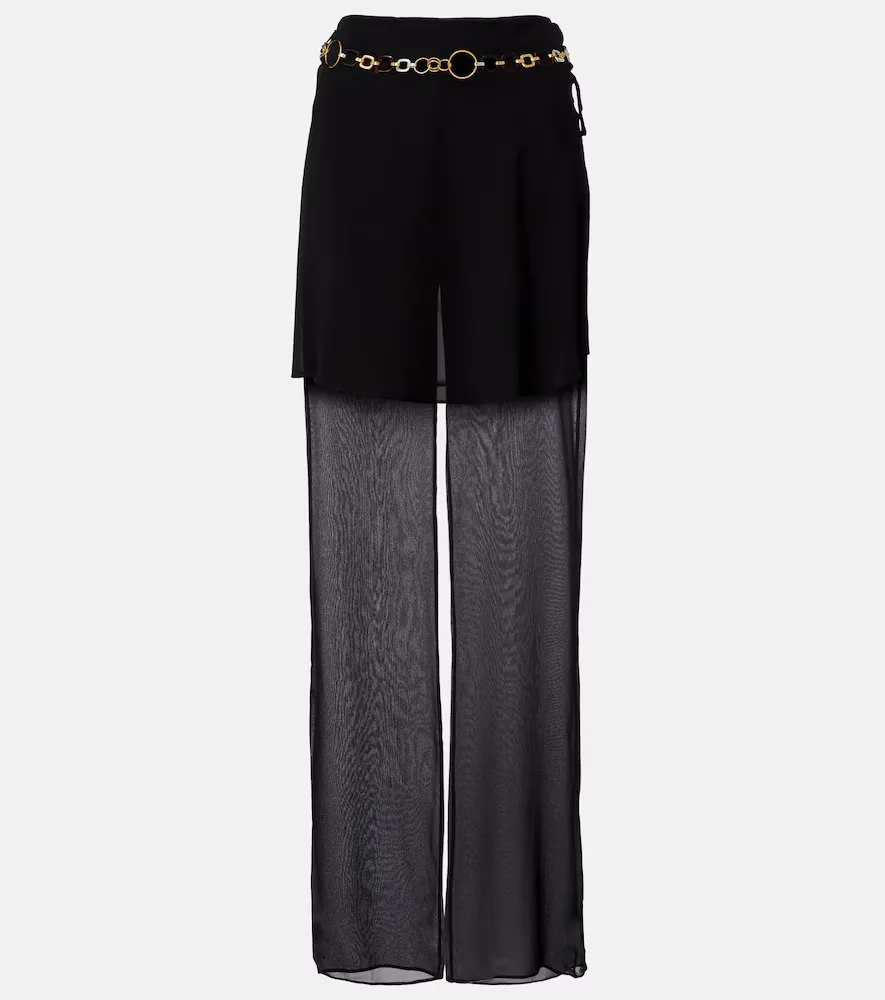 Belted Silk Wide-Leg Pants by Christopher Esber