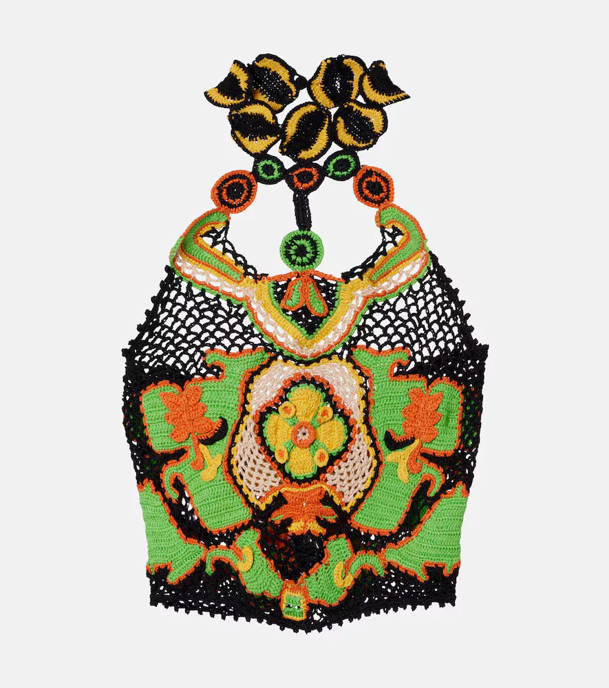 Floral Crochet Cotton Crop Top by Etro
