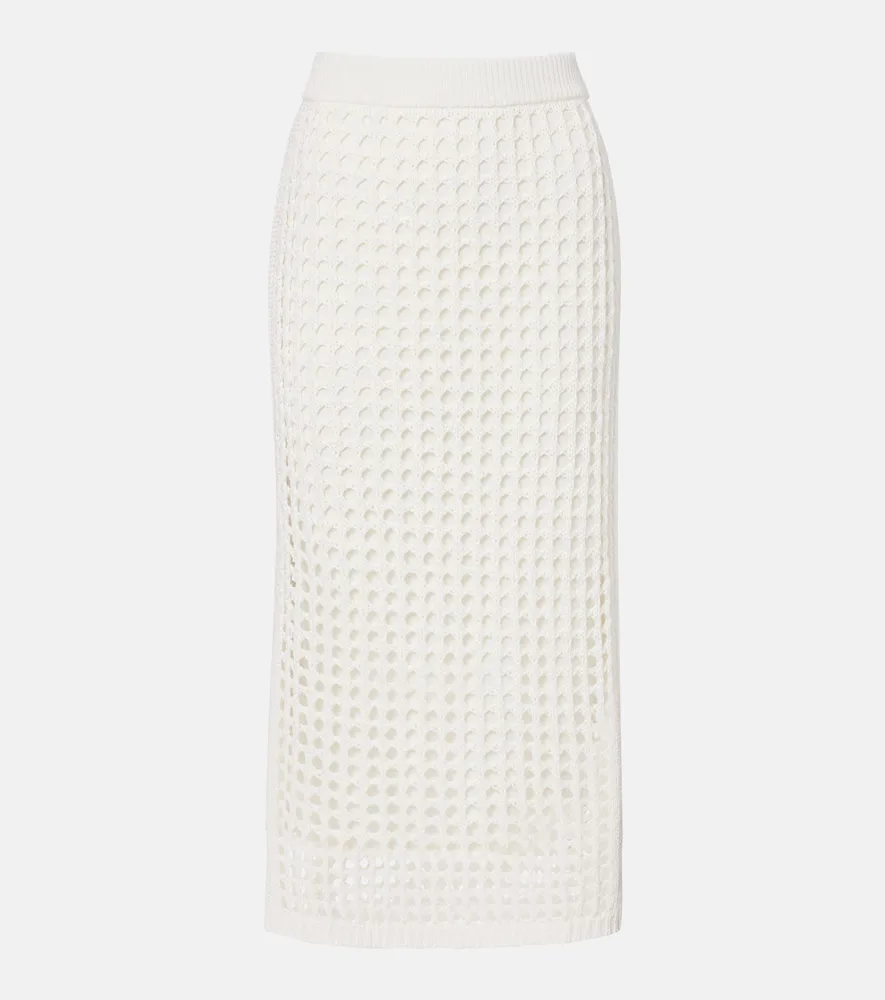 Geode Open-Knit Cotton Midi Skirt by Max Mara