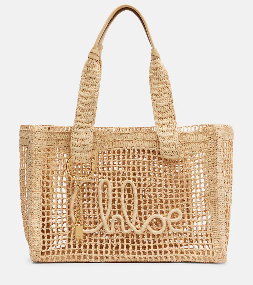 Summer Banana East-West Raffia Tote Bag