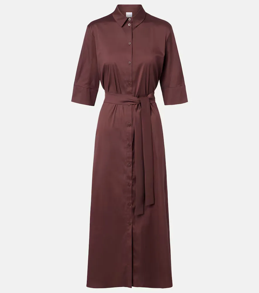 Cognac Cotton-Blend Midi Dress by Max Mara