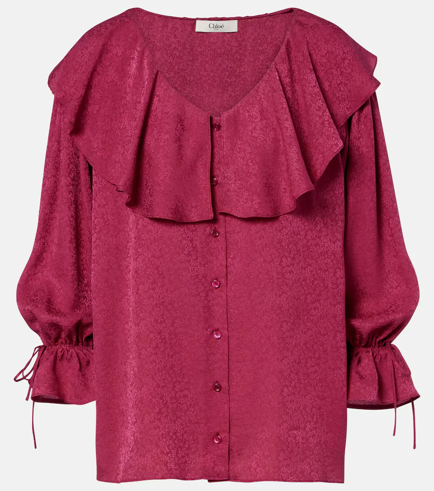 Ruffled Silk Jacquard Blouse by Chloe