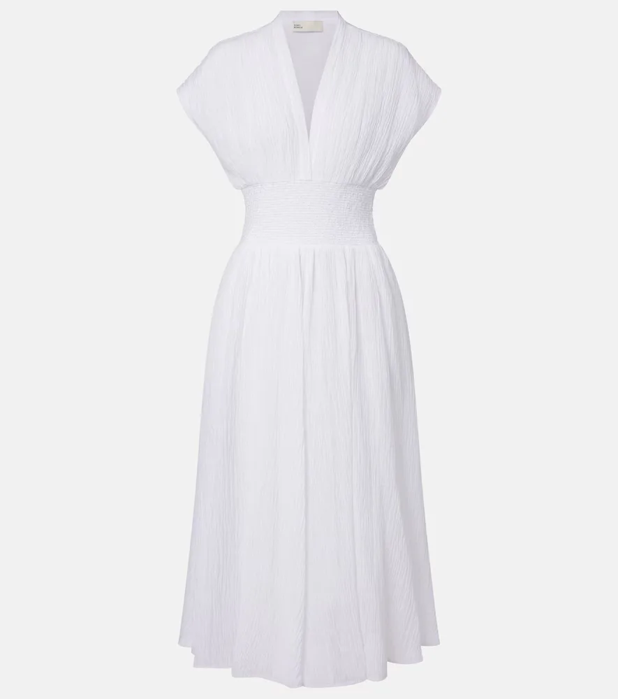 Linen and Cotton Midi Dress by Tory Burch