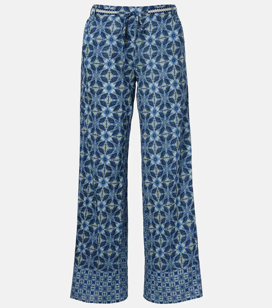 Kendra Printed Cotton Wide-Leg Pants by Velvet